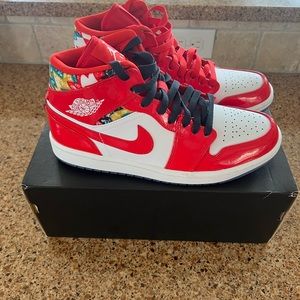 Jordan 1 mid Barcelona sweater red